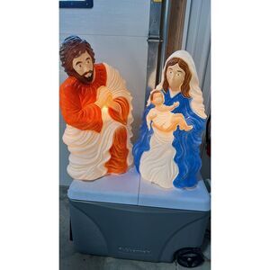 Grand Venture Nativity Scene Blow Mold Joseph Mary Baby Jesus